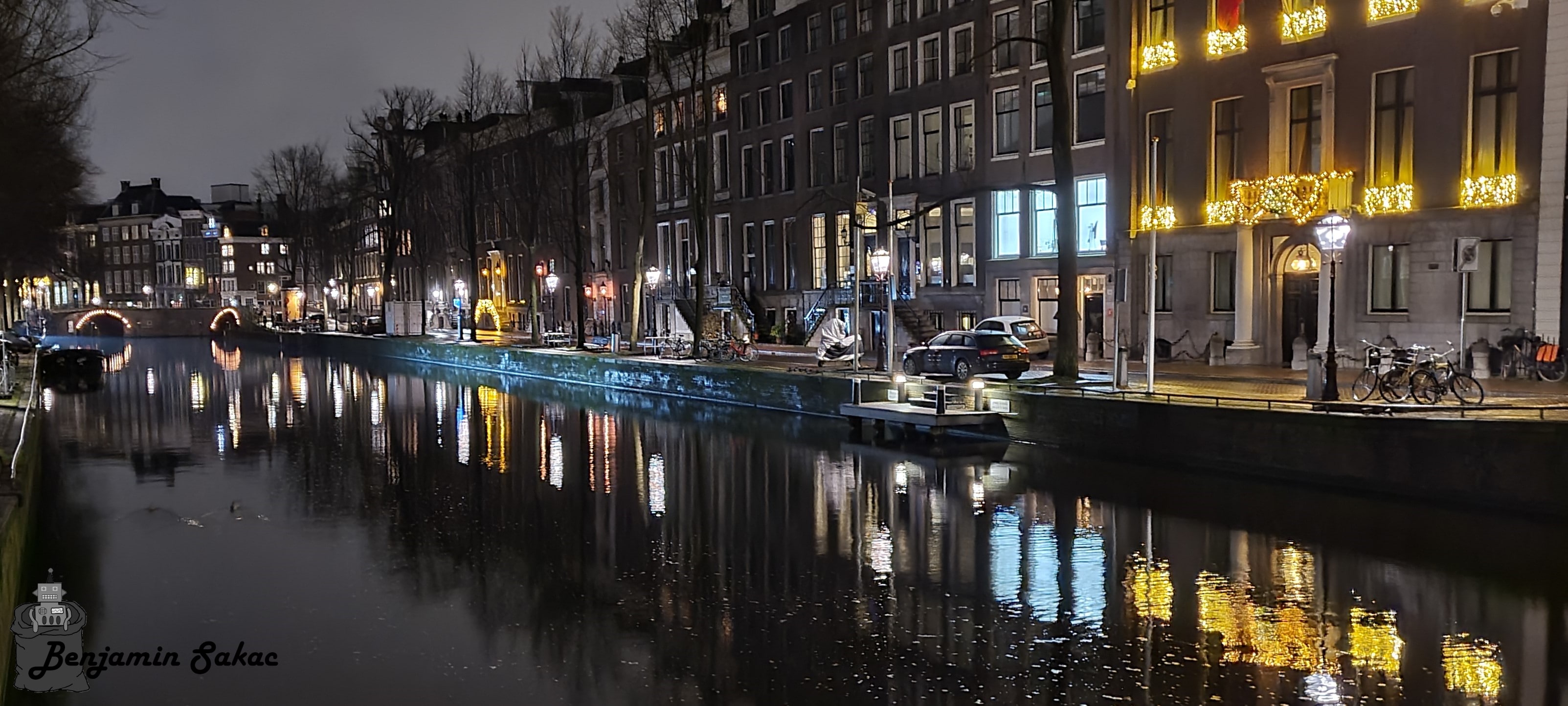 Amsterdam canal at night